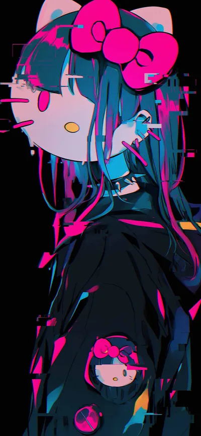Glitched Hello Kitty Emo Dark Wallpapers Sanrio Phone Wallpapers