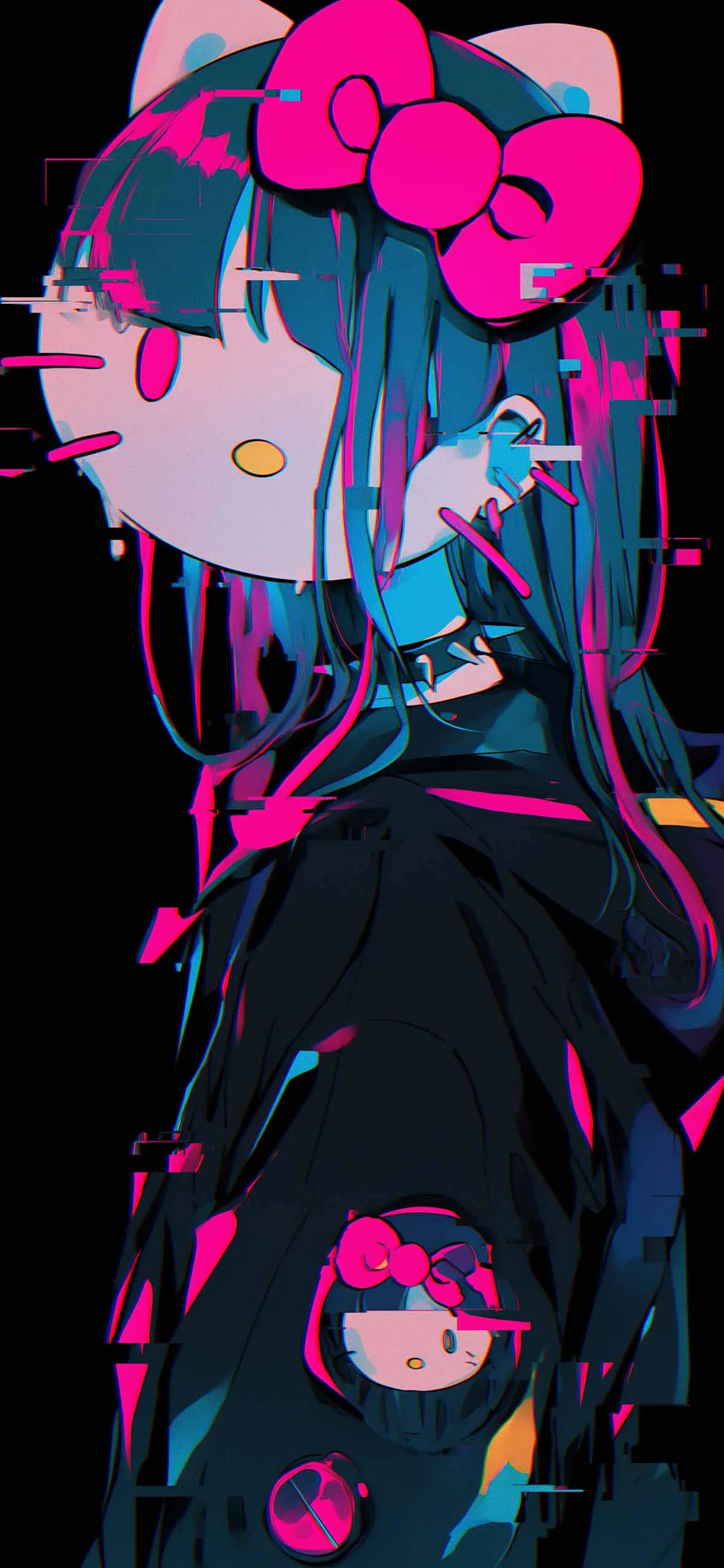 Glitched Hello Kitty Emo Dark Wallpapers Sanrio Phone Wallpapers