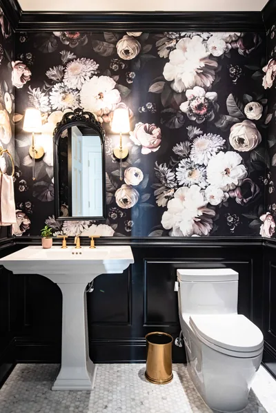 Floral Mural Powder Room HD Phone Wallpaper