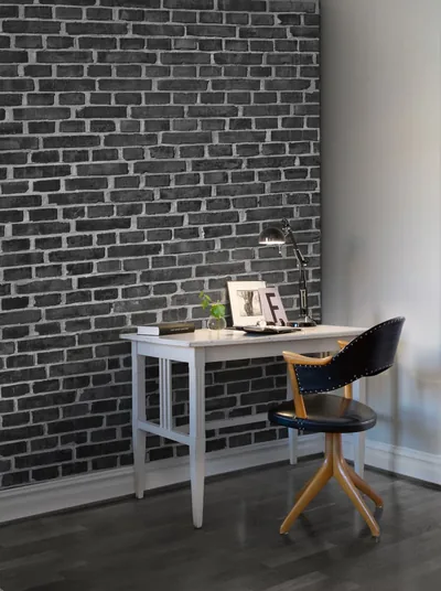 Grey Brick Wall Home Office HD Phone Wallpaper