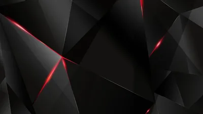 Black Polygons with Red Light Cracks HD Wallpaper
