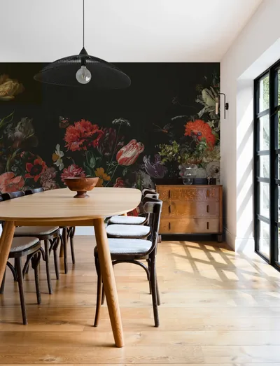 Dark Floral Flower Arrangement Wallpaper Mural Hovia