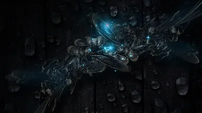 Blue Glowing Machinery in the Dark HD Wallpaper