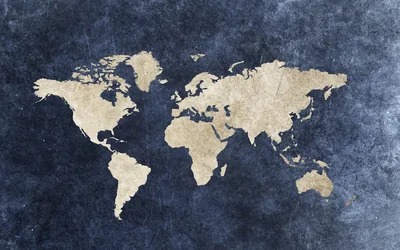 World Map on Dark Blue Paper HD Wallpaper