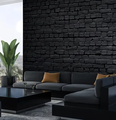 Painted Black Brick Living Room Wall HD Phone Wallpaper