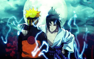 Naruto and Sasuke Under a Full Moon HD Wallpaper