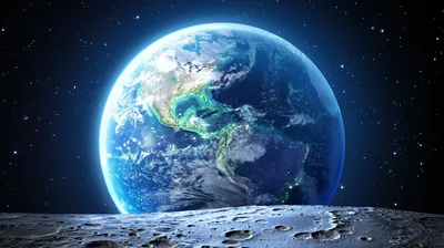 Earthrise Over the Cratered Moon HD Wallpaper