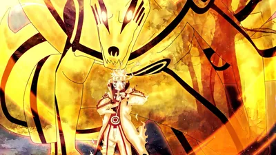 Bijuu Mode Naruto with Golden Kurama HD Wallpaper