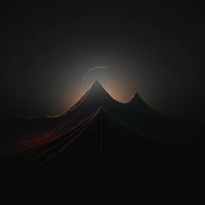 Crescent Moon Behind Dark Peaks HD Wallpaper
