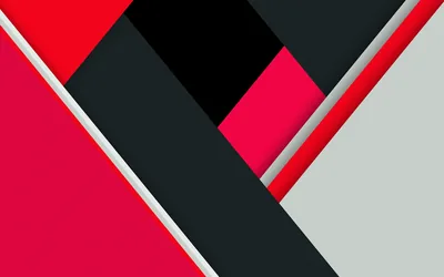 Flat Geometric Blocks in Red and Grey HD Wallpaper