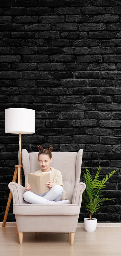 Black Brick Wallpaper, Dark Mural, Temporary Wallpaper peel and Stick self Adhesive