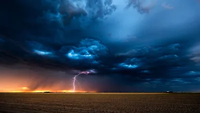 Lightning Strike over Open Plains HD Wallpaper