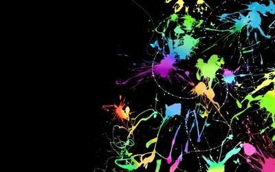 Neon Paint Splatter on Black HD Wallpaper