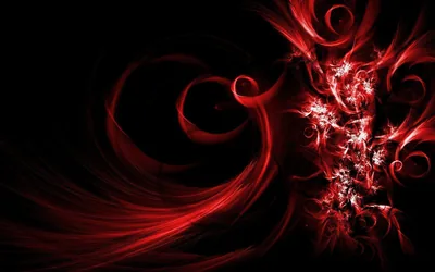 Red Fractal Swirls on Black HD Wallpaper