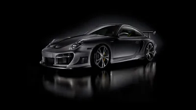 Porsche 911 with Body Kit on a Black Floor HD Wallpaper