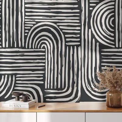 Painted Arch and Stripe Wall Mural HD Wallpaper