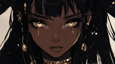 Gold-Eyed Anime Girl with Beaded Braids HD Wallpaper