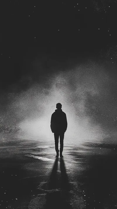 Lone Boy Walking into Mist HD Phone Wallpaper