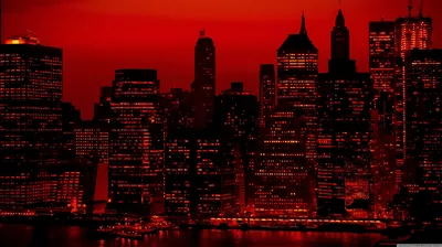 City Skyline in Red Monochrome HD Wallpaper