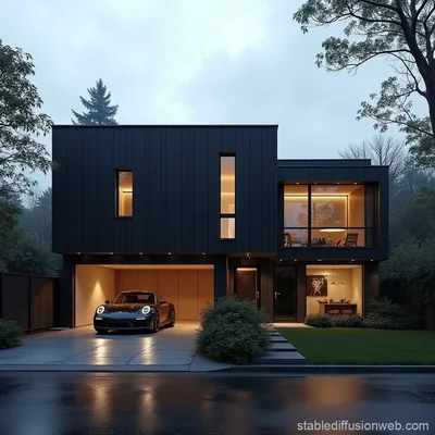 Modern Black Mansion in Dubai