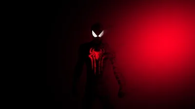 Spider-Man Silhouette in Red Glow HD Wallpaper