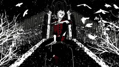 Ink-Splattered Throne with Crows HD Wallpaper