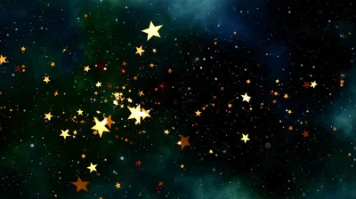 Orange and Gold Stars on Dark Teal HD Wallpaper