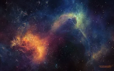 Orange Nebula Meets a Teal Dust Cloud HD Wallpaper