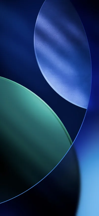 Overlapping Blue and Green Discs HD Phone Wallpaper