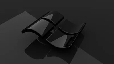 Black 3D Windows Flag on Grey HD Wallpaper