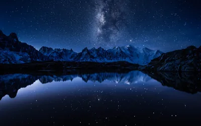Starlit Range Mirrored in a Lake HD Wallpaper
