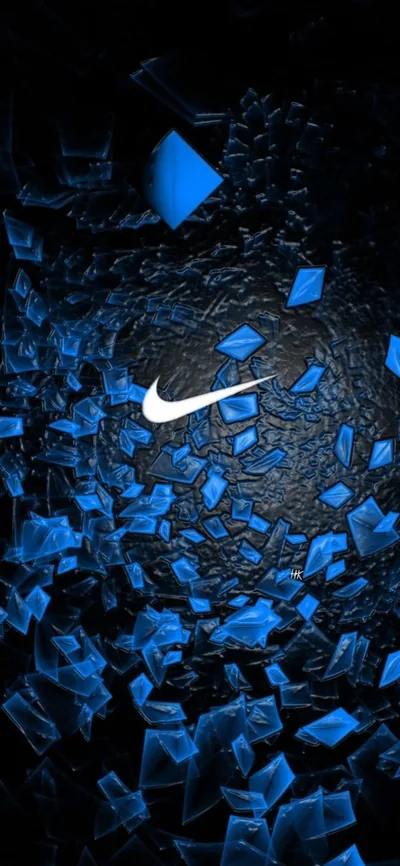Blue Glass Shards on Black Background