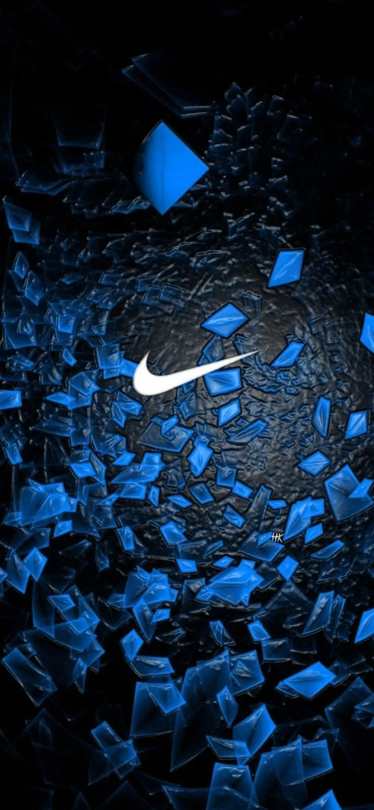 Blue Glass Shards on Black Background