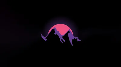 Pink Sun Behind Purple Mountains HD Wallpaper