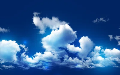 White Cumulus on Royal Blue HD Wallpaper