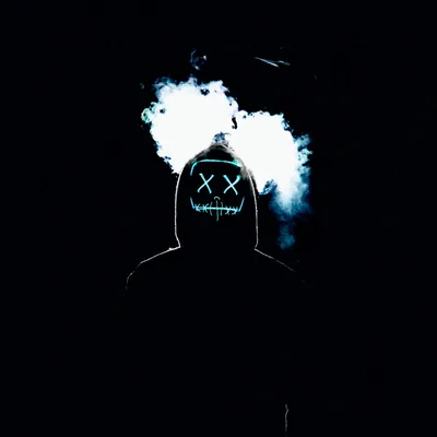 Man with LED Mask and Smoke Wallpaper in 4K