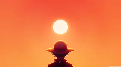 Luffy, One Piece, Orange Sky, Sun 4K UHD Wallpaper for UltraHD Desktop and TV Widescreen and UltraWide Display Dual Monitor Smartphone and Tablet Devices