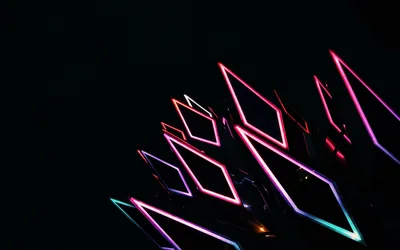 Neon Diamond Outlines on Black HD Wallpaper