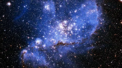 Sparkling Star Cluster in Blue Nebula HD Wallpaper