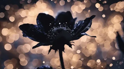 Flower Silhouette Against Golden Bokeh HD Wallpaper