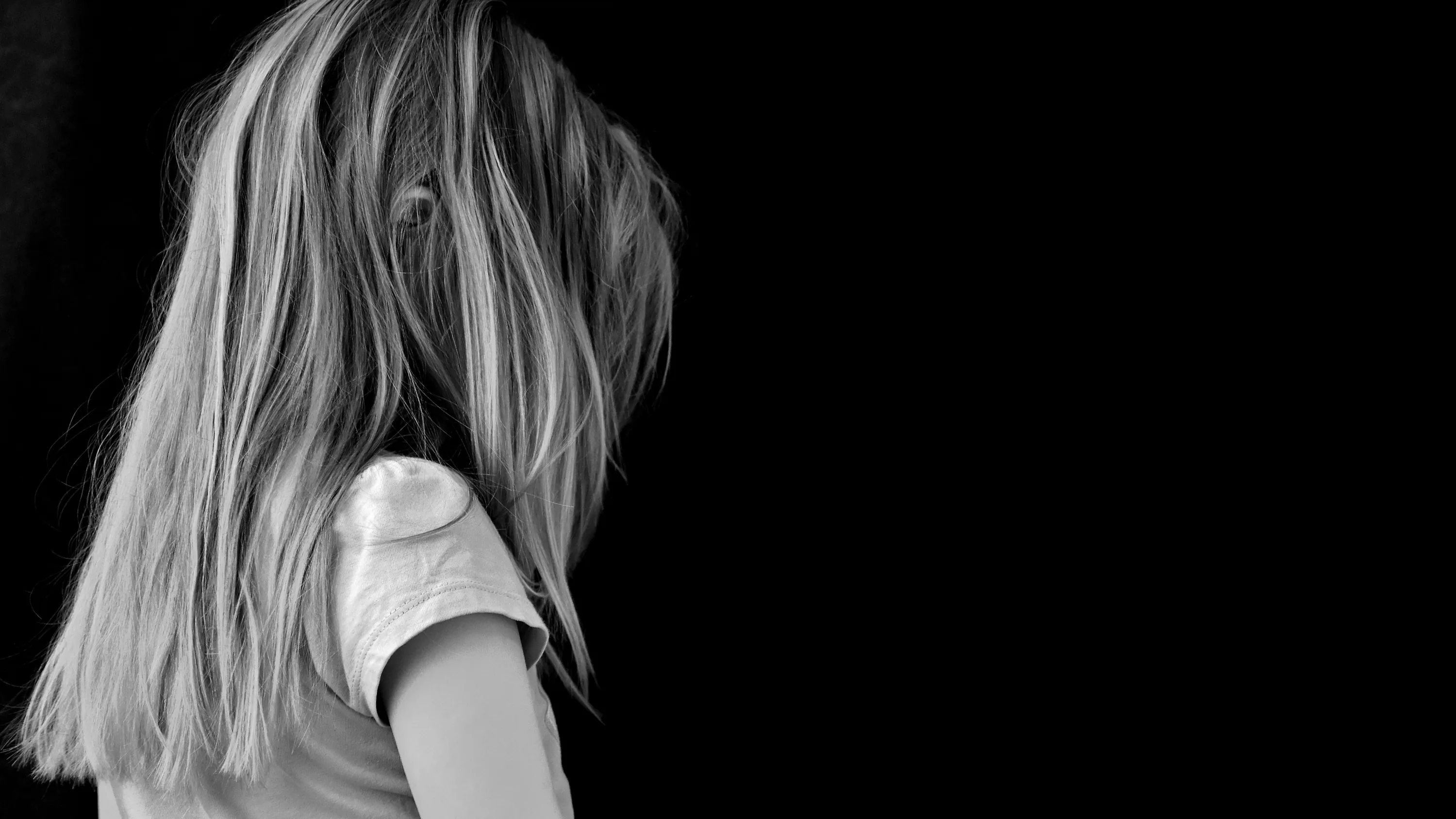 Sad girl Wallpaper 4K, Cute Girl, Black background