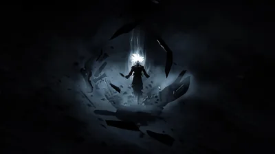 Winged Figure in a Dark Void HD Wallpaper
