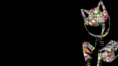 Sticker Bomb Cat Ear Silhouette HD Wallpaper