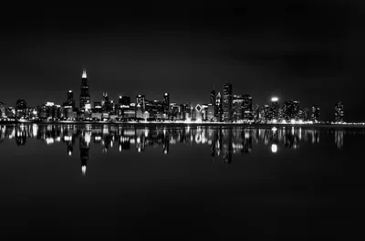 City Skyline Mirrored in Calm Water HD Wallpaper
