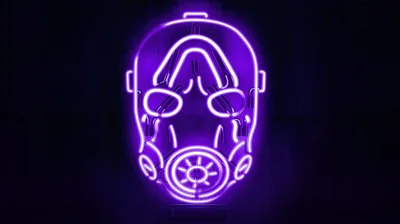 Purple Neon Gas Mask Outline HD Wallpaper