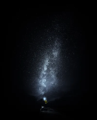Hiker Under the Milky Way at Night HD Phone Wallpaper