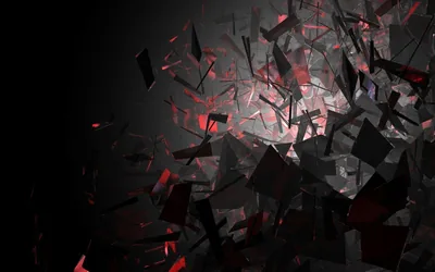 Exploding Glass Shards with Red Glow HD Wallpaper
