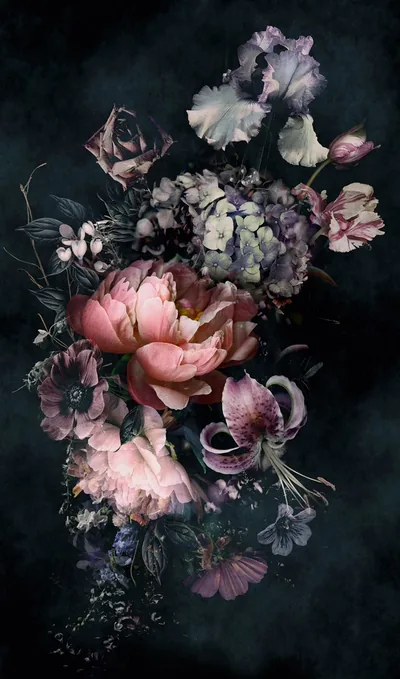 Marburg Unidesign Black Floral Wallpaper Rose Pink Flower Wallpaper XXL