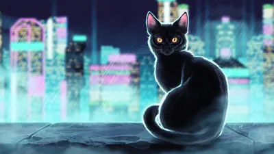 Wallpaper, the city, rain, black, figure, neon, art, black for mobile and deskt