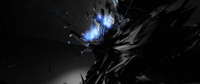 Blue Light in Shattered Black HD Wallpaper